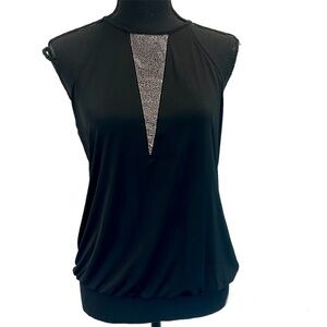 EXPRESS black gold studded rhinestone halter top camisole Sz M